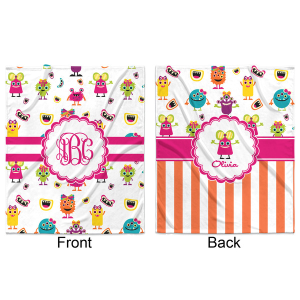 Girly Monsters Minky Blanket - 50"x60" - Double Sided - Front & Back