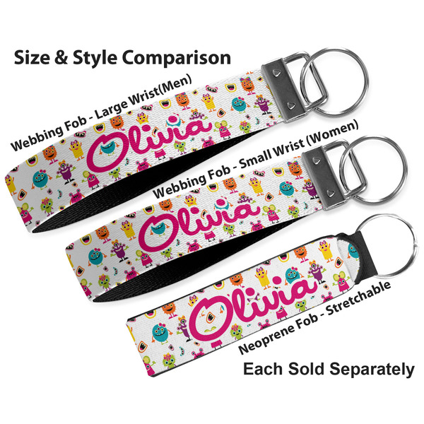Girly Monsters Multiple Key Ring comparison sizes