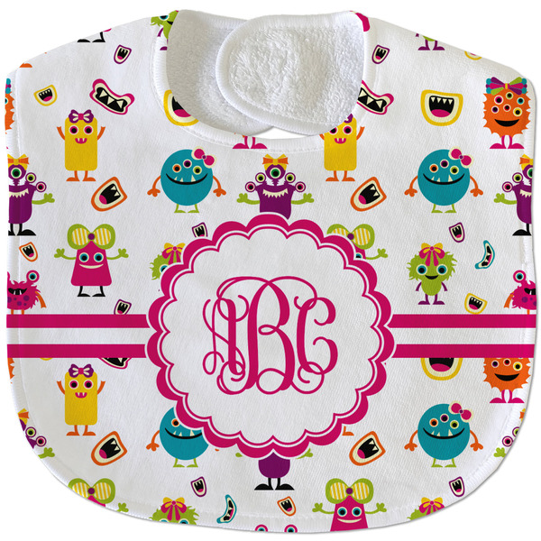 Girly Monsters New Baby Bib - Closed and Folded
