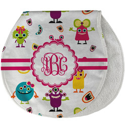 Girly Monsters Burp Pad - Velour w/ Monogram