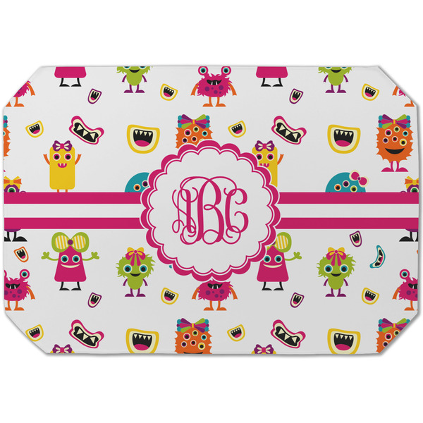 Custom Girly Monsters Dining Table Mat - Octagon (Single-Sided) w/ Monogram