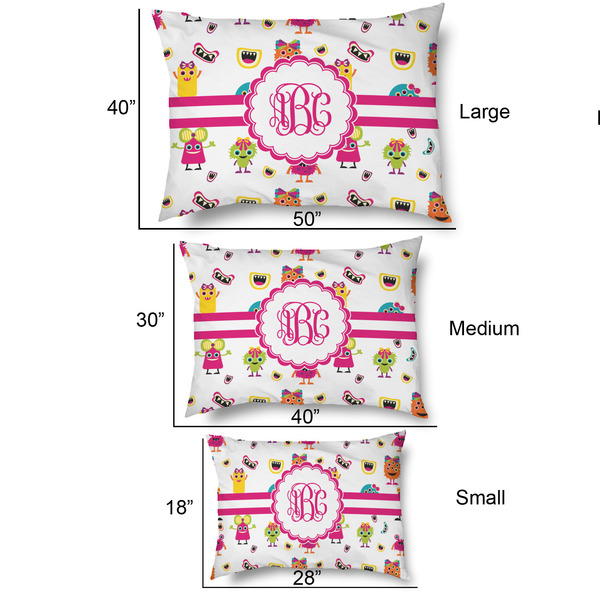 Girly Monsters Outdoor Dog Beds - SIZE CHART