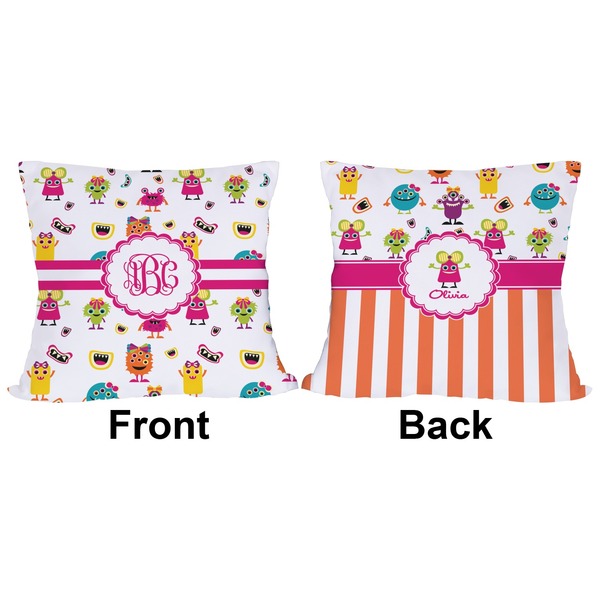 Girly Monsters Outdoor Pillow - 18x18
