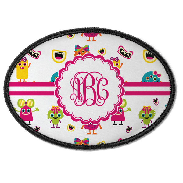 Custom Girly Monsters Iron On Oval Patch w/ Monogram