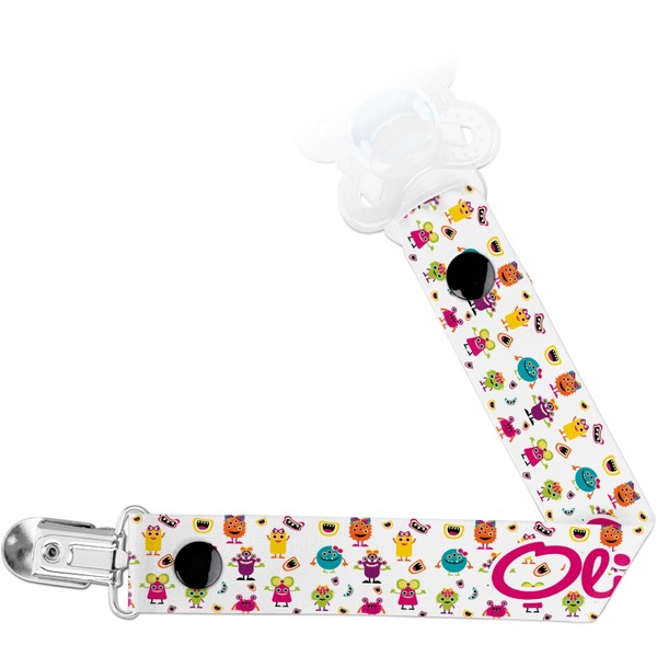 Custom Girly Monsters Pacifier Clip (Personalized)