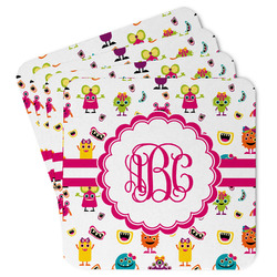 Girly Monsters Paper Coasters w/ Monograms