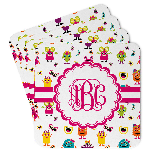 Custom Girly Monsters Paper Coasters w/ Monograms