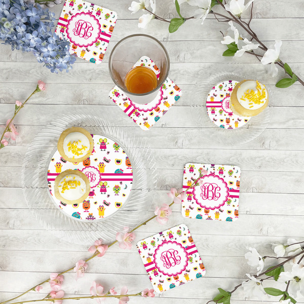 Girly Monsters Paper Coasters - In Context