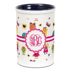 Girly Monsters Ceramic Pencil Holders - Blue