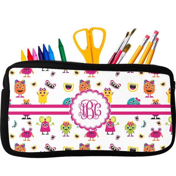 Custom Girly Monsters Neoprene Pencil Case (Personalized)