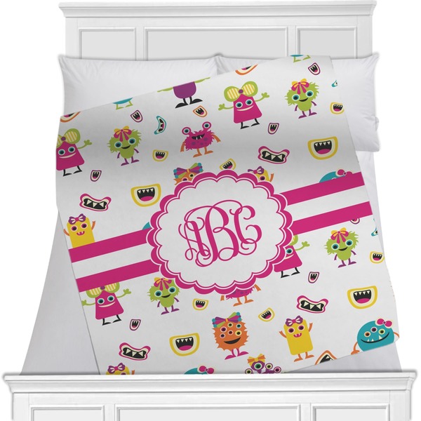 Custom Girly Monsters Minky Blanket - 40"x30" - Double Sided (Personalized)