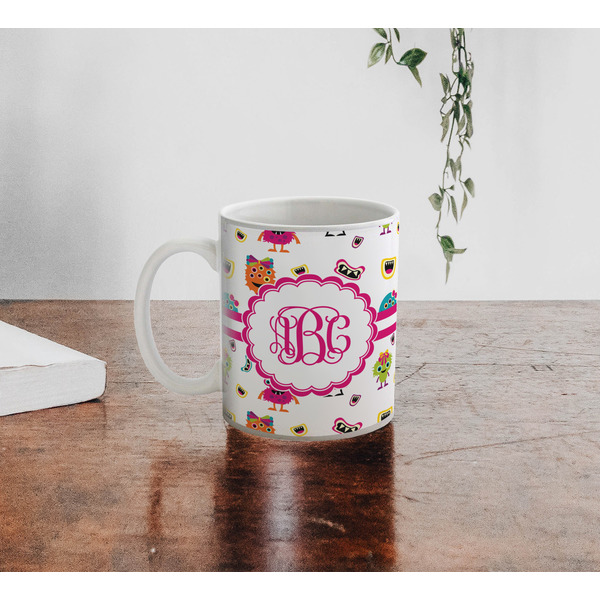 Girly Monsters Personalized Coffee Mug - Lifestyle
