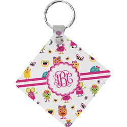 Girly Monsters Diamond Plastic Keychain w/ Monogram