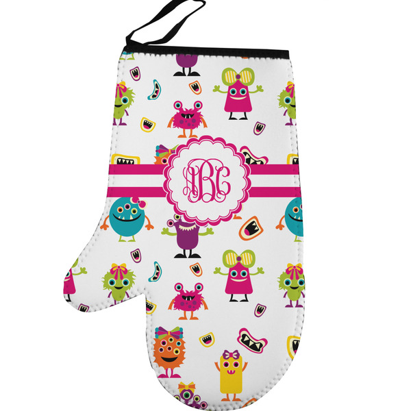 Girly Monsters Personalized Oven Mitt - Left
