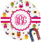 Girly Monsters Round Fridge Magnet (Personalized)