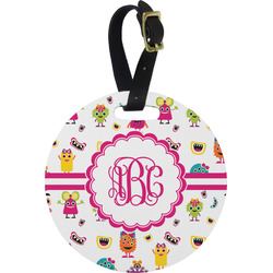Girly Monsters Plastic Luggage Tag - Round (Personalized)