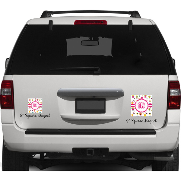 Girly Monsters Personalized Square Car Magnets on Ford Explorer