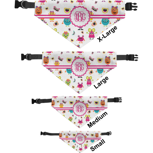 Girly Monsters Pet Bandana Sizes