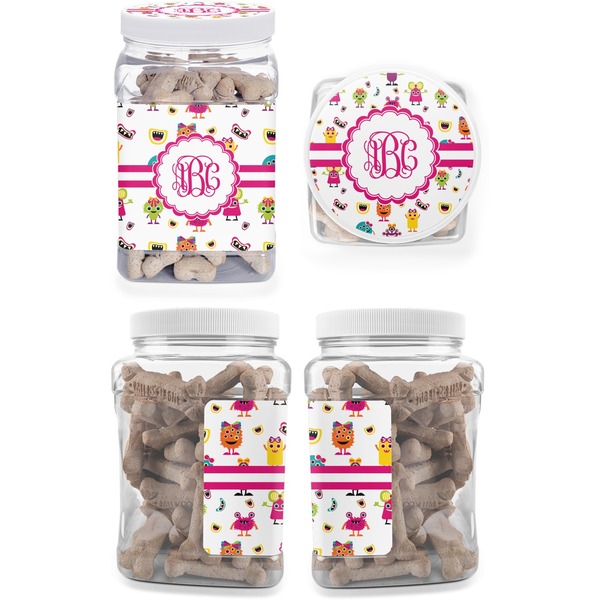 Girly Monsters Pet Treat Jar - Multiple Angles