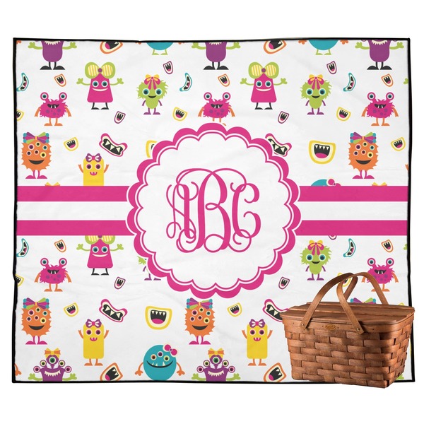 Custom Girly Monsters Outdoor Picnic Blanket (Personalized)