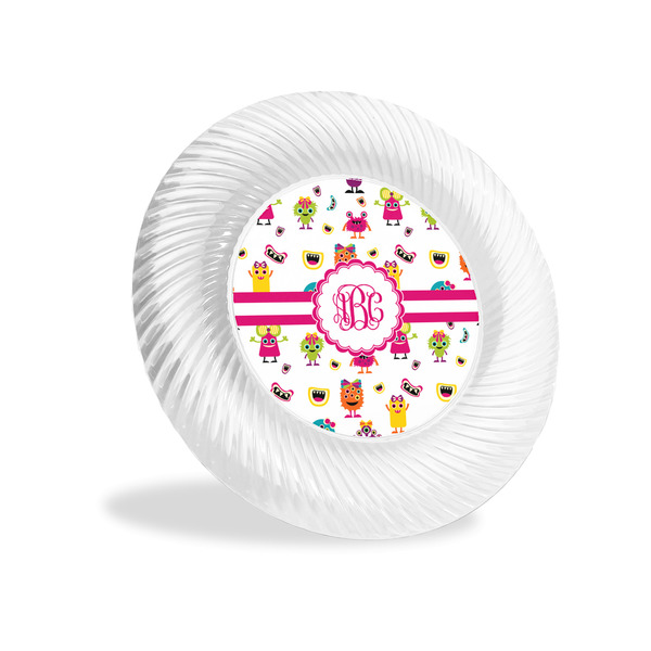 Custom Girly Monsters Plastic Party Appetizer & Dessert Plates - 6" (Personalized)
