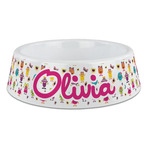 Girly Monsters Plastic Dog Bowl - Large (Personalized)