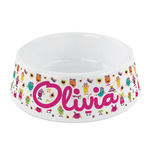 Girly Monsters Plastic Dog Bowl - Small (Personalized)