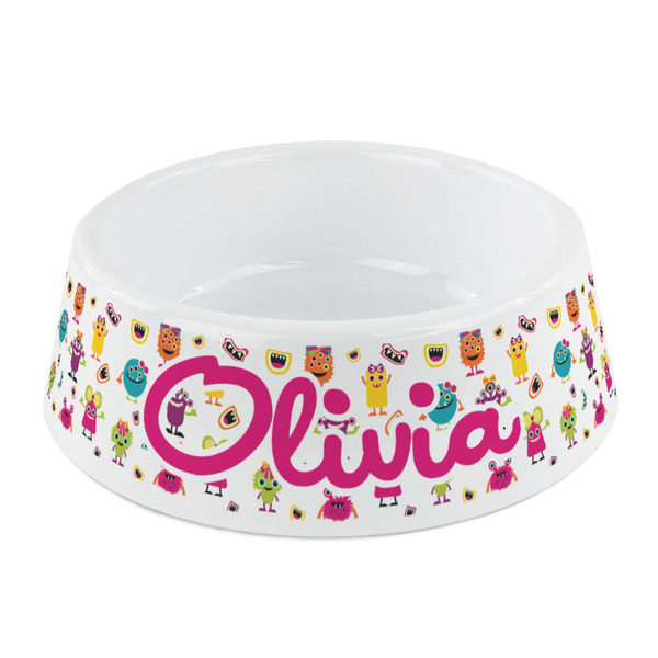 Custom Girly Monsters Plastic Dog Bowl - Small (Personalized)
