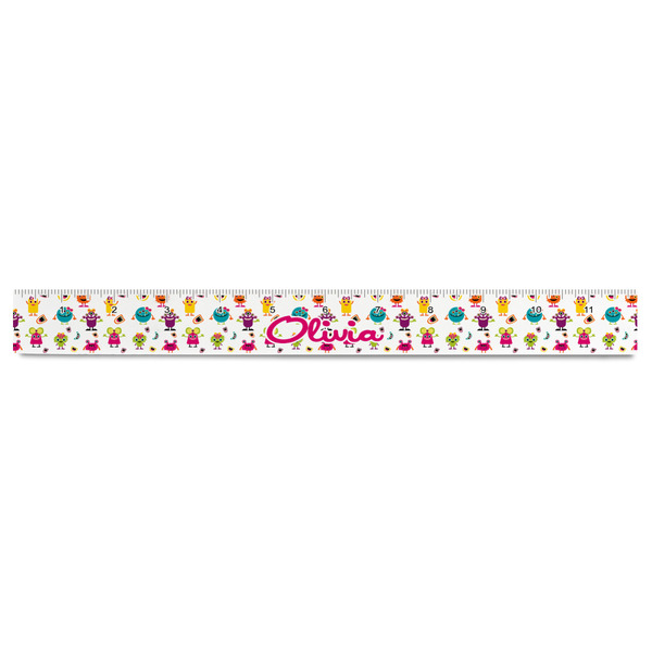 Girly Monsters Plastic Ruler - 12" - FRONT