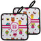 Girly Monsters Pot Holders - Set of 2 w/ Monogram