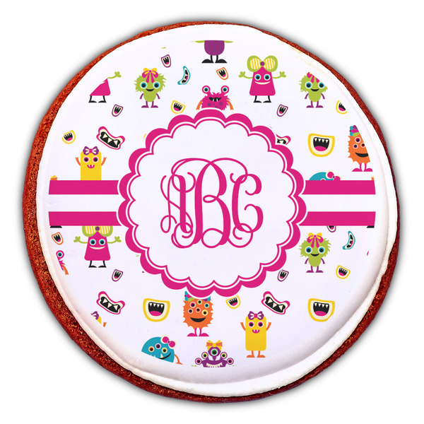 Girly Monsters Printed Icing Circle - Large - On Cookie