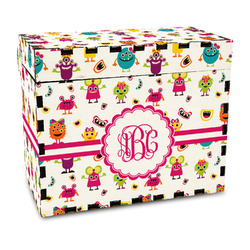 Girly Monsters Wood Recipe Box - Full Color Print (Personalized)