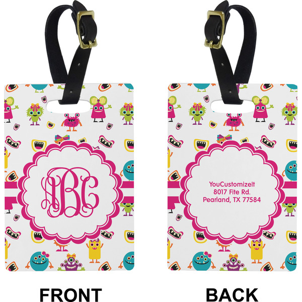 Girly Monsters Rectangle Luggage Tag (Front + Back)