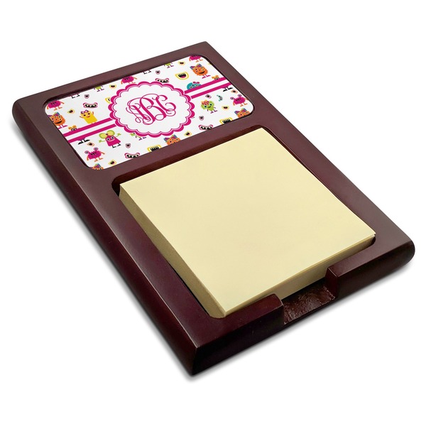 Custom Girly Monsters Red Mahogany Sticky Note Holder (Personalized)
