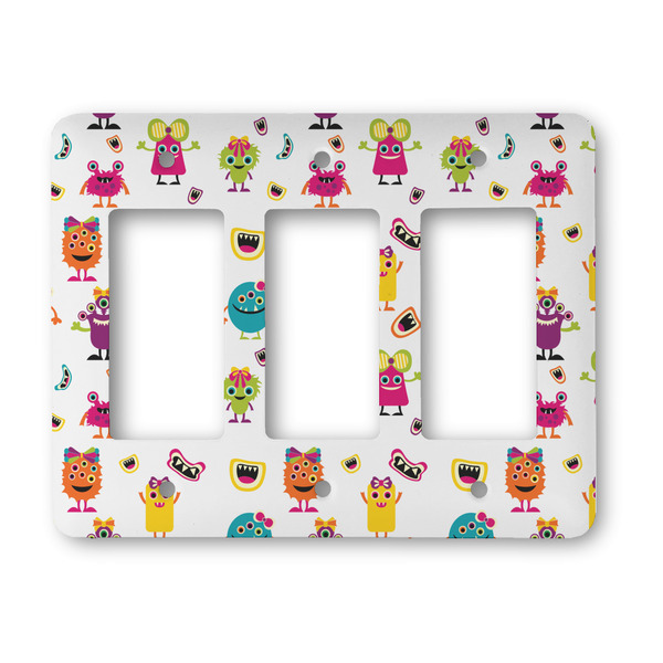 Custom Girly Monsters Rocker Style Light Switch Cover - Three Switch