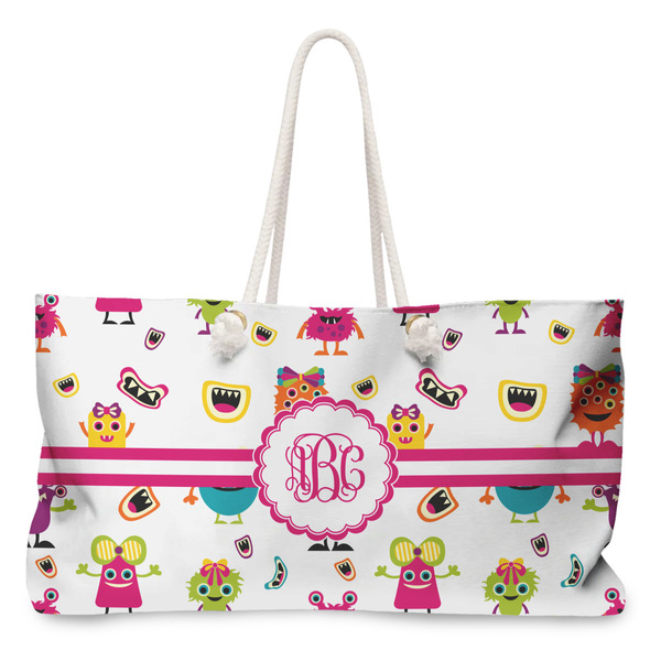 Custom Girly Monsters Large Tote Bag with Rope Handles (Personalized)