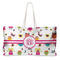 Girly Monsters Large Rope Tote Bag - Front View