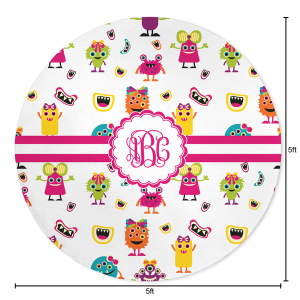 Girly Monsters Round Area Rug - Size