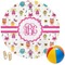 Girly Monsters Round Beach Towel (Personalized)
