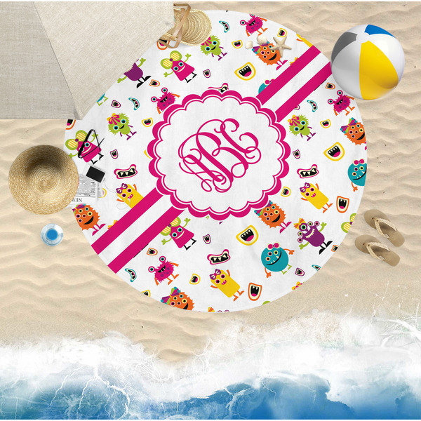 Girly Monsters Round Beach Towel Lifestyle