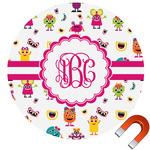 Girly Monsters Round Car Magnet - 6" (Personalized)