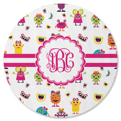 Girly Monsters Round Rubber Backed Coaster (Personalized)