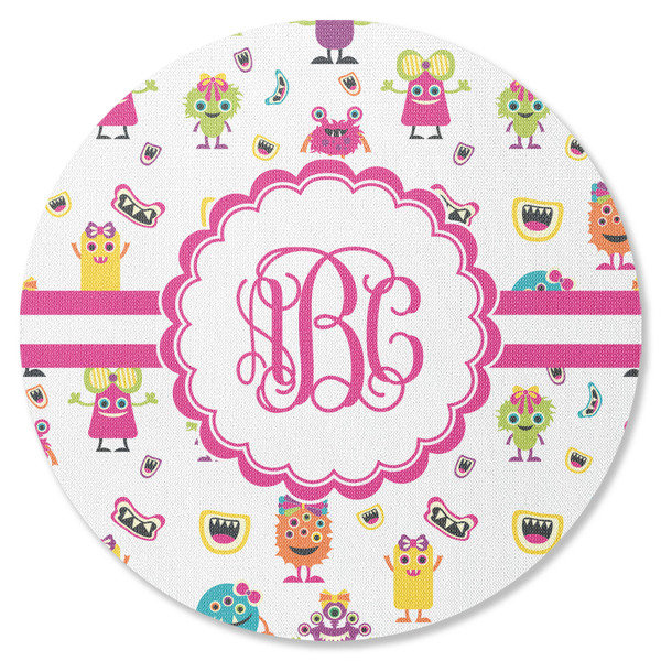Custom Girly Monsters Round Rubber Backed Coaster (Personalized)