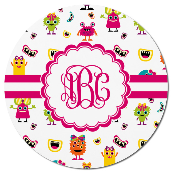 Girly Monsters Round Fridge Magnet - FRONT