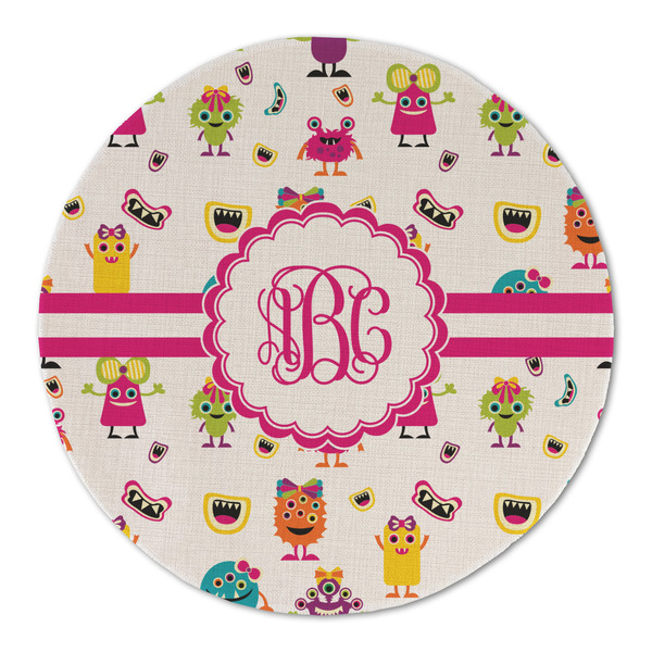 Girly Monsters Round Linen Placemats - FRONT (Double Sided)