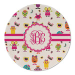 Girly Monsters Round Linen Placemat - Single Sided (Personalized)