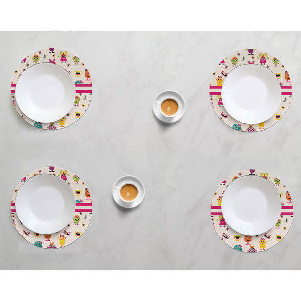 Girly Monsters Round Linen Placemats - LIFESTYLE (set of 4)