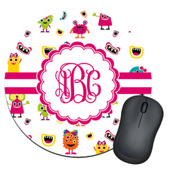 Girly Monsters Round Mouse Pad (Personalized)