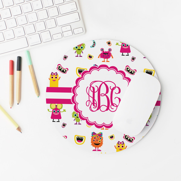 Girly Monsters Round Mousepad - LIFESTYLE 2