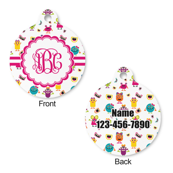 Girly Monsters Round Pet Tag - Front & Back